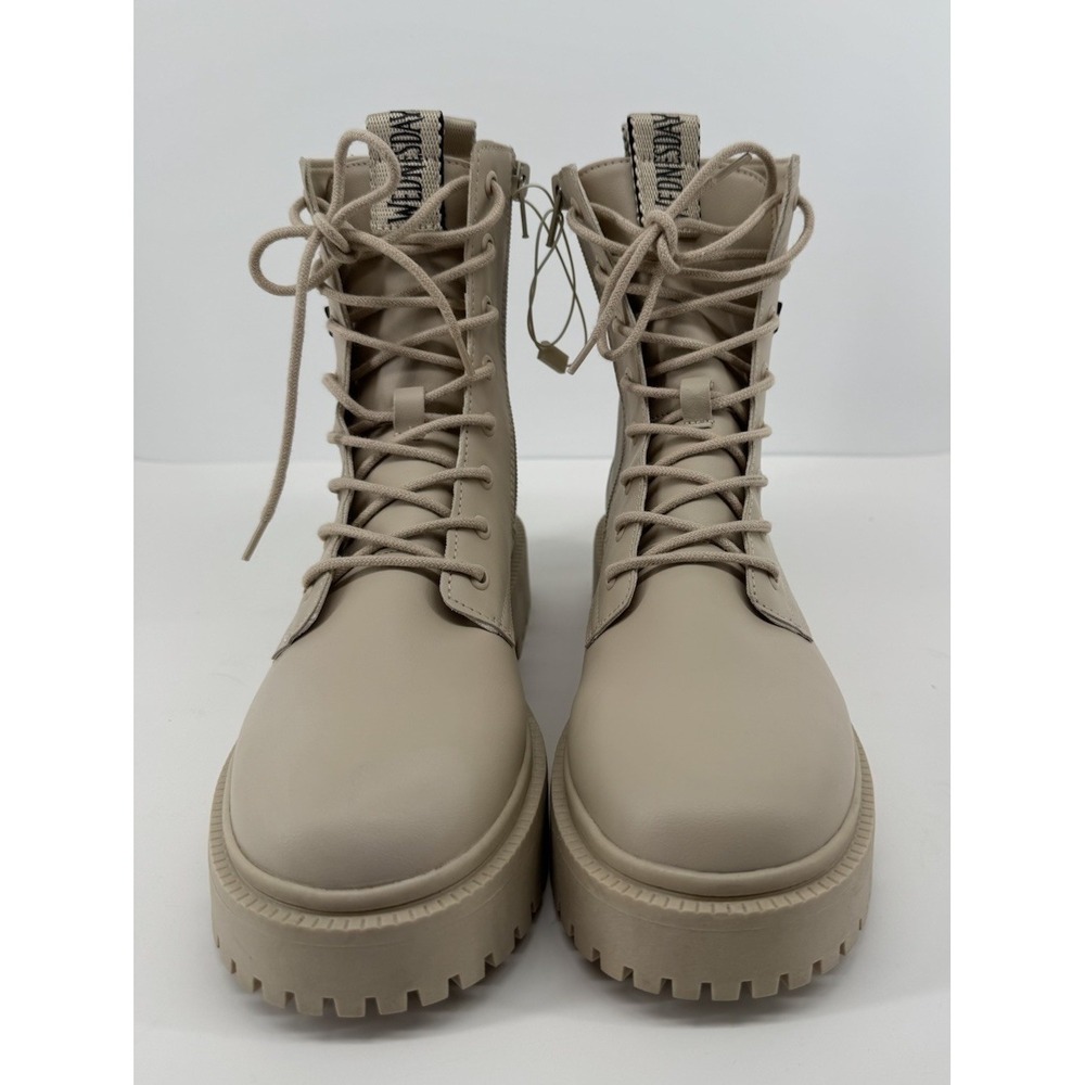 ZARA Wednesday Adams Combat Boots Beige Lug Sole Goth Academia Platform 7.5 US - Picture 2 of 12